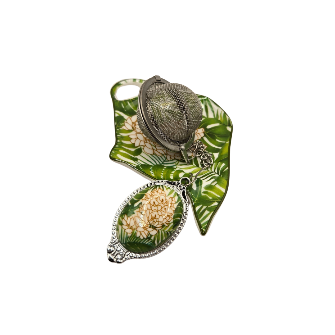 Tropical Luxe Fine Bone China Tea Set - 405ml Mug with Strainer 3