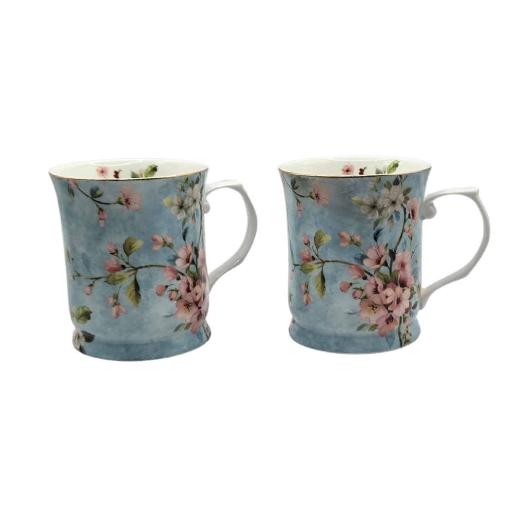 Peach Blossom Fine Bone China Tea Set for 2 - 5-Piece Floral Set 3