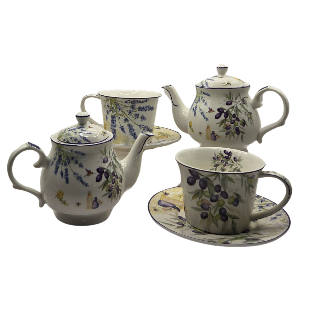 Lavender & Olive Tea Set for 2 - Premium Porcelain 3