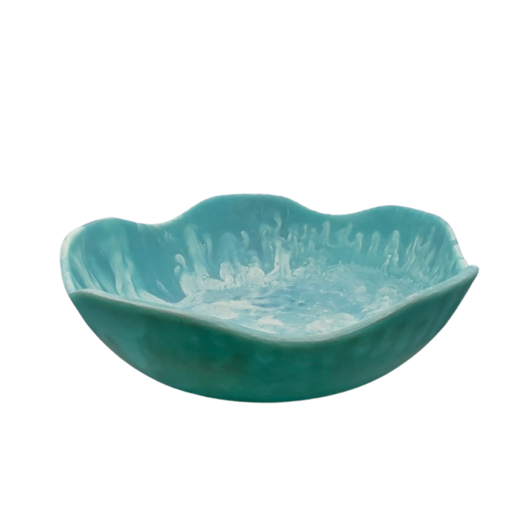 Handmade Resin Bowl - Ocean Swirl Blue | Wavy Edge | 15.5cm | Small Decorative Bowl 3
