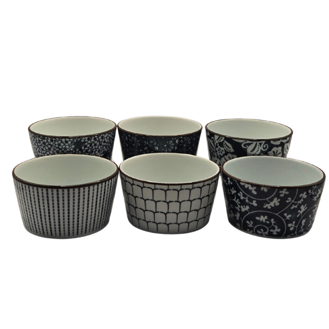 Ceramic Bakeware Set Blue Patterned Ramekins Set of 6 3