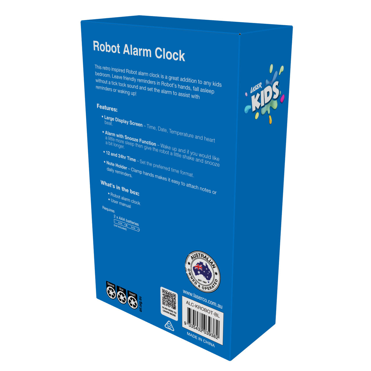 Laser Kids Robot Alarm Clock - Blue 7