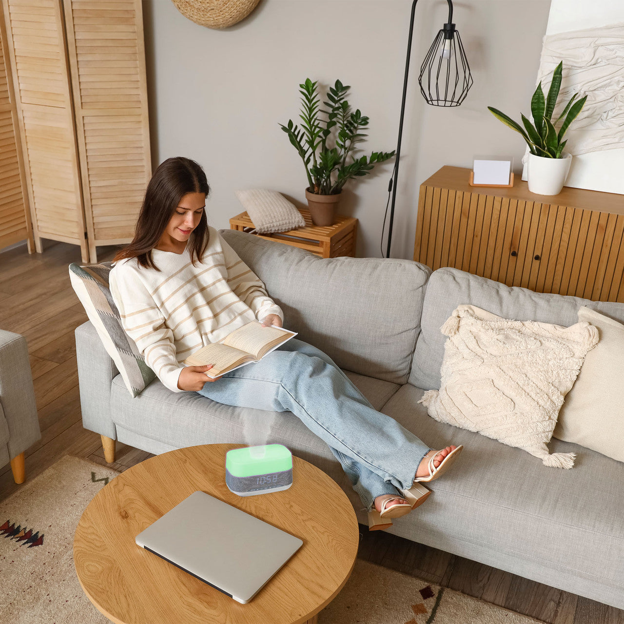 Laser Ambient Diffuser Clock Radio with Bluetooth Speaker & Light 3