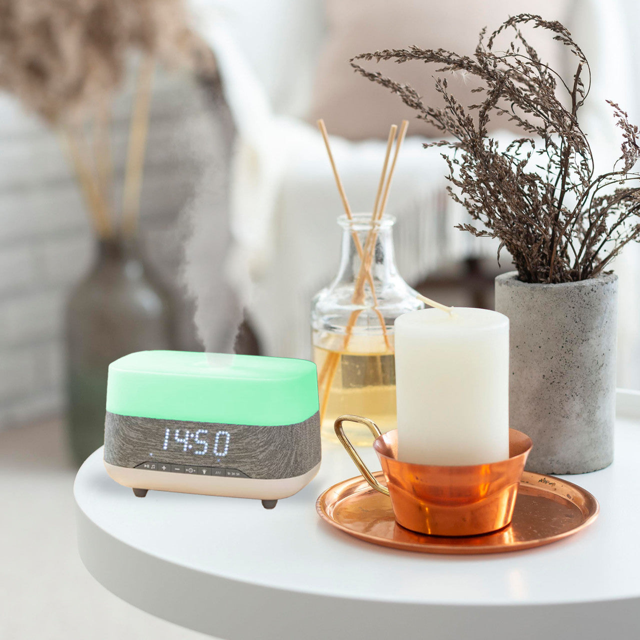 Laser Ambient Diffuser Clock Radio with Bluetooth Speaker & Light 6