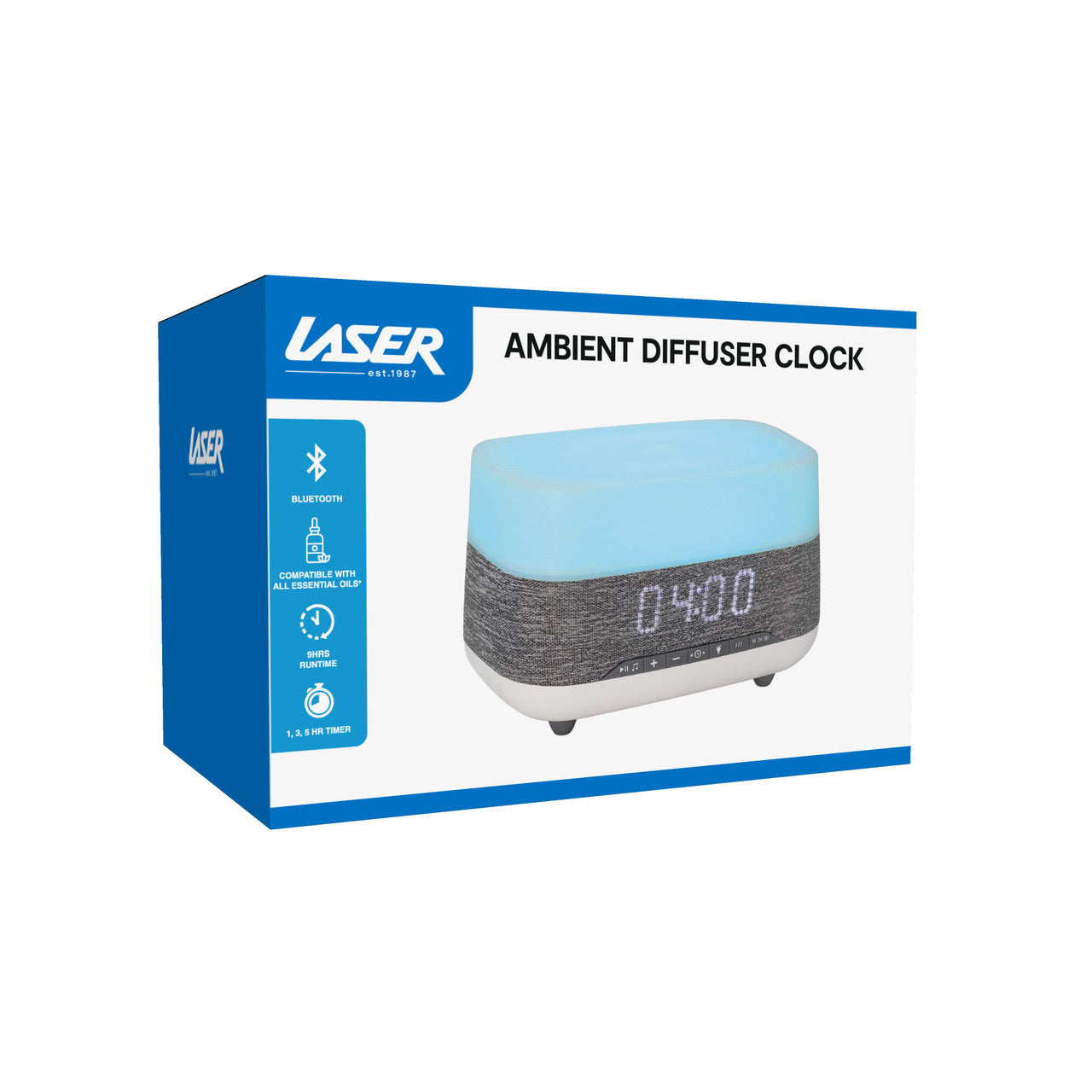Laser Ambient Diffuser Clock Radio with Bluetooth Speaker & Light 7