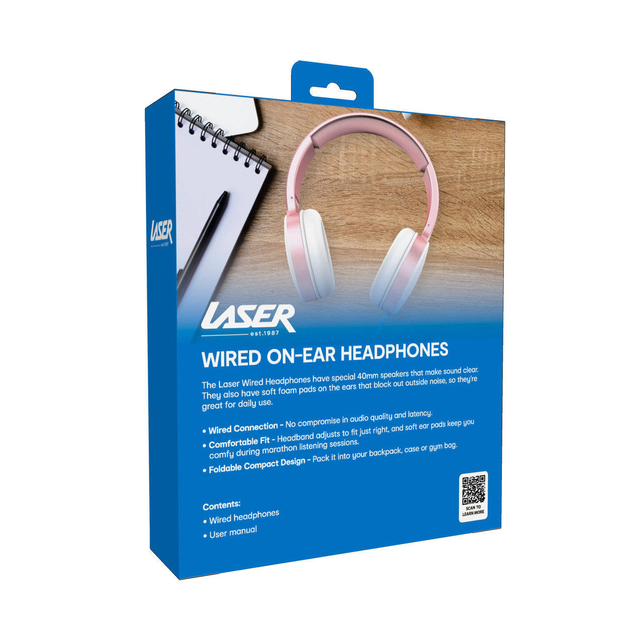 Laser Wired Headphones with 40mm Drivers Rose Gold 6