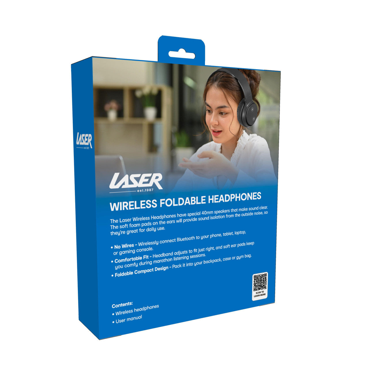 Laser Foldable Bluetooth Headphones with Mic Black 8