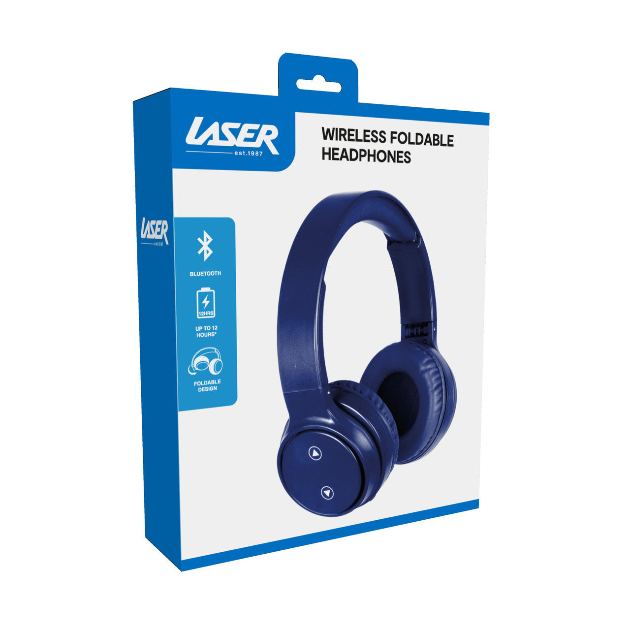 Laser Foldable Bluetooth Headphones with Mic - Navy Blue 5