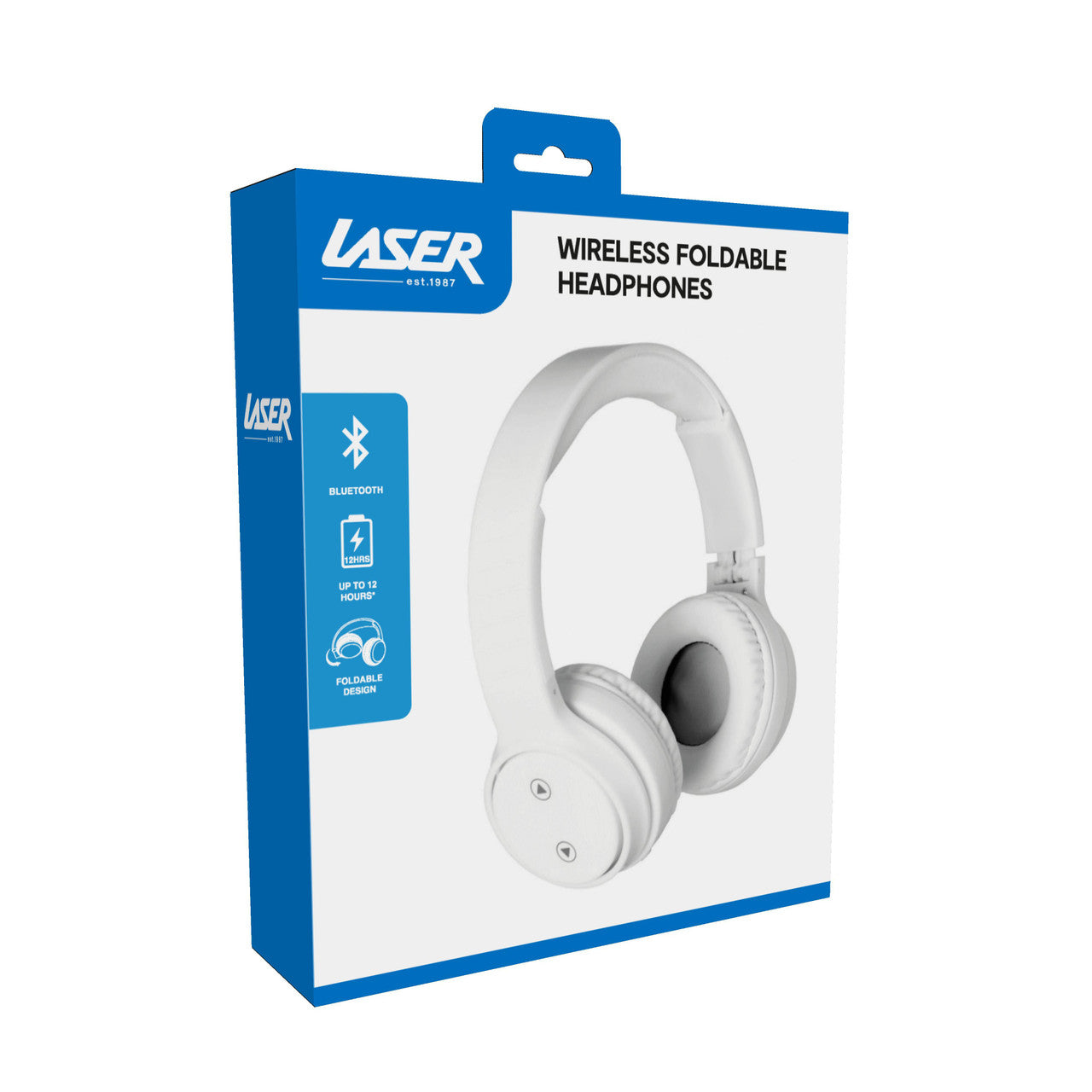 Laser Foldable Bluetooth Headphones with Mic Bright White 5