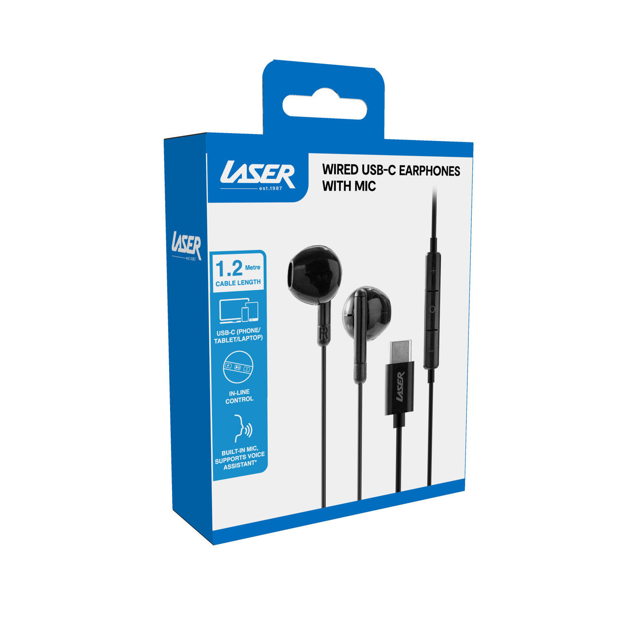 Laser USB-C Earphones with Microphone - Black 3