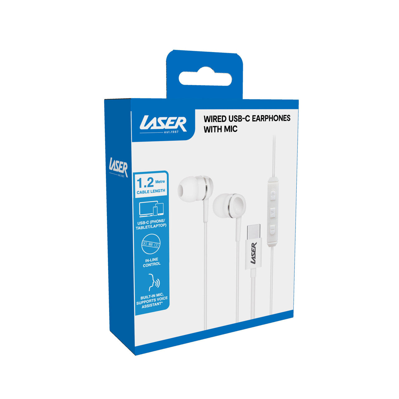 Laser Wired USB-C Earphones with Mic White 5