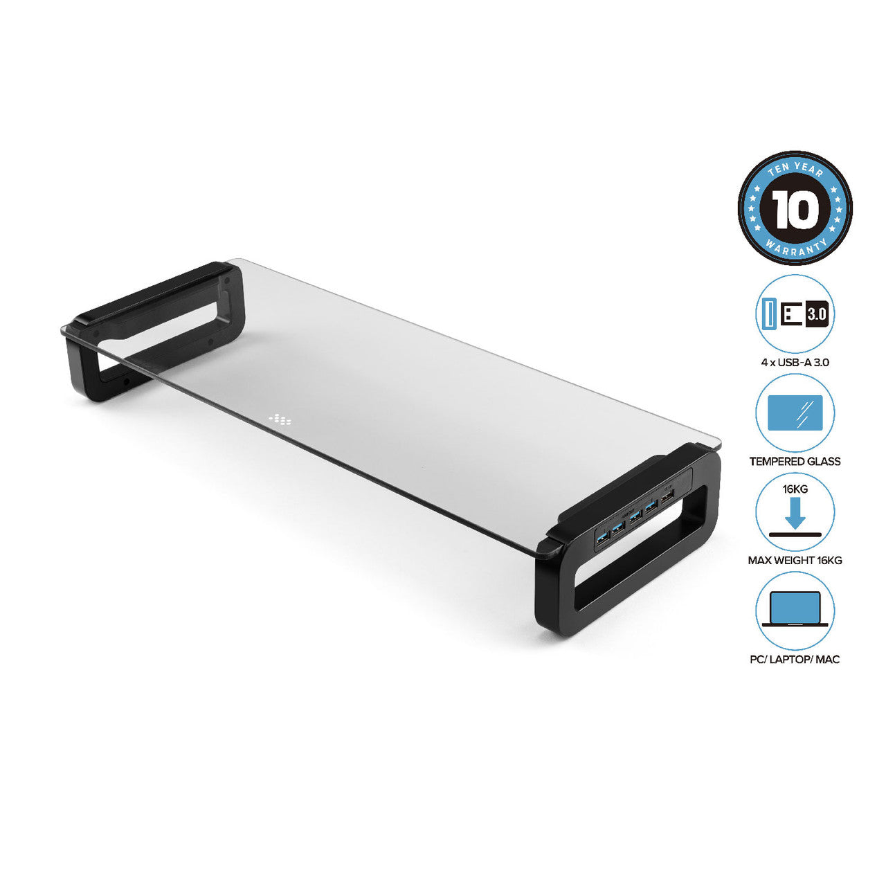 Monitor Desk Stand with USB 3.0 Charging Hub - Black 4