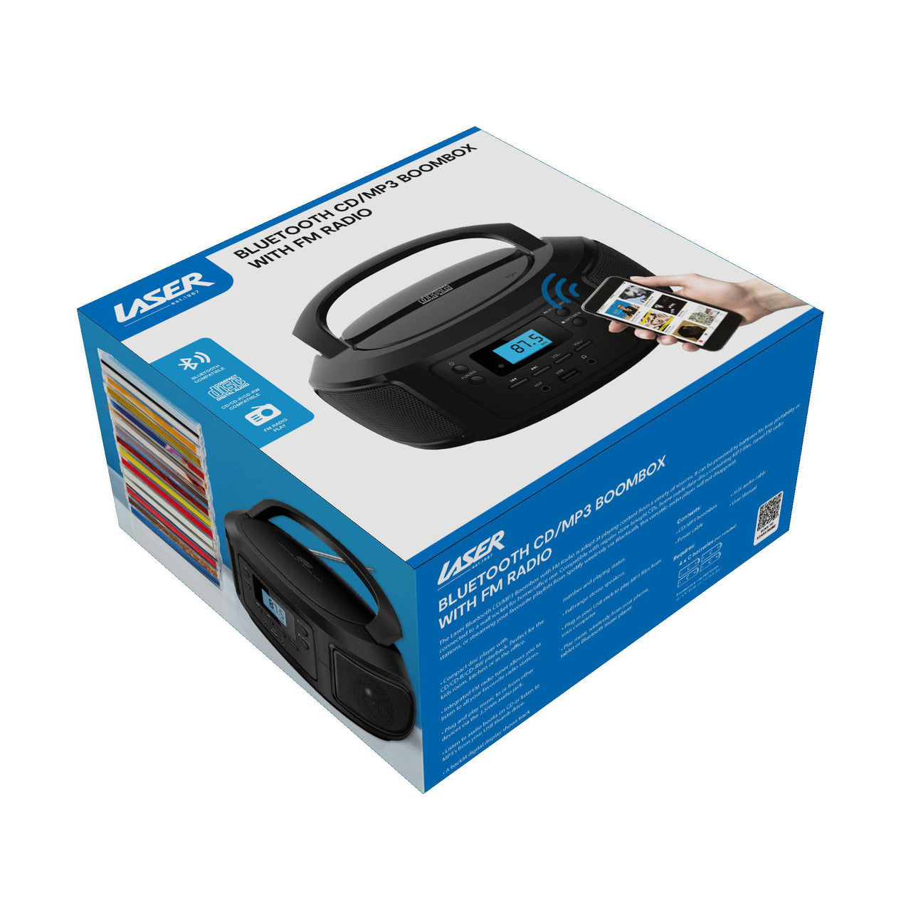 Laser Bluetooth CD/MP3 Boombox - Portable FM Radio Player 5