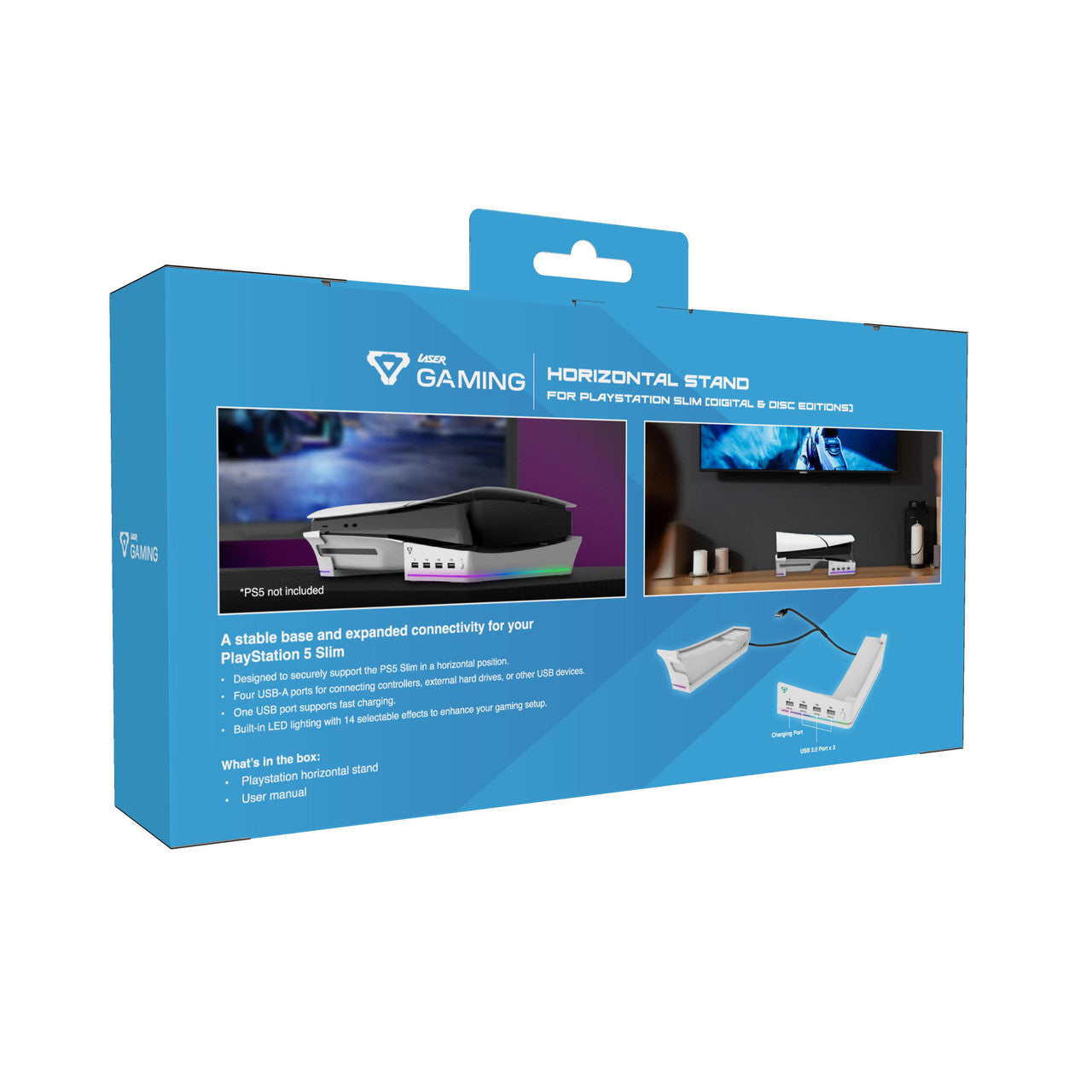 Laser Gaming PS5 Slim RGB Horizontal Stand with 4 USB Ports 10