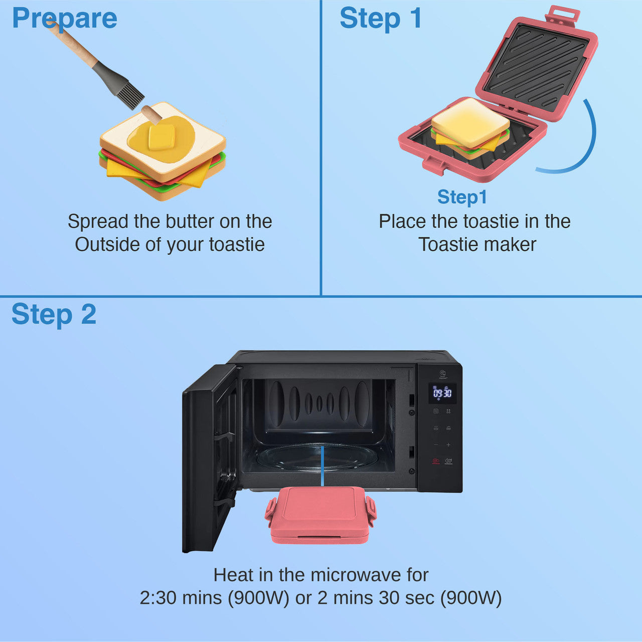 Laser Microwave Toastie Maker Flamingo Pink 7