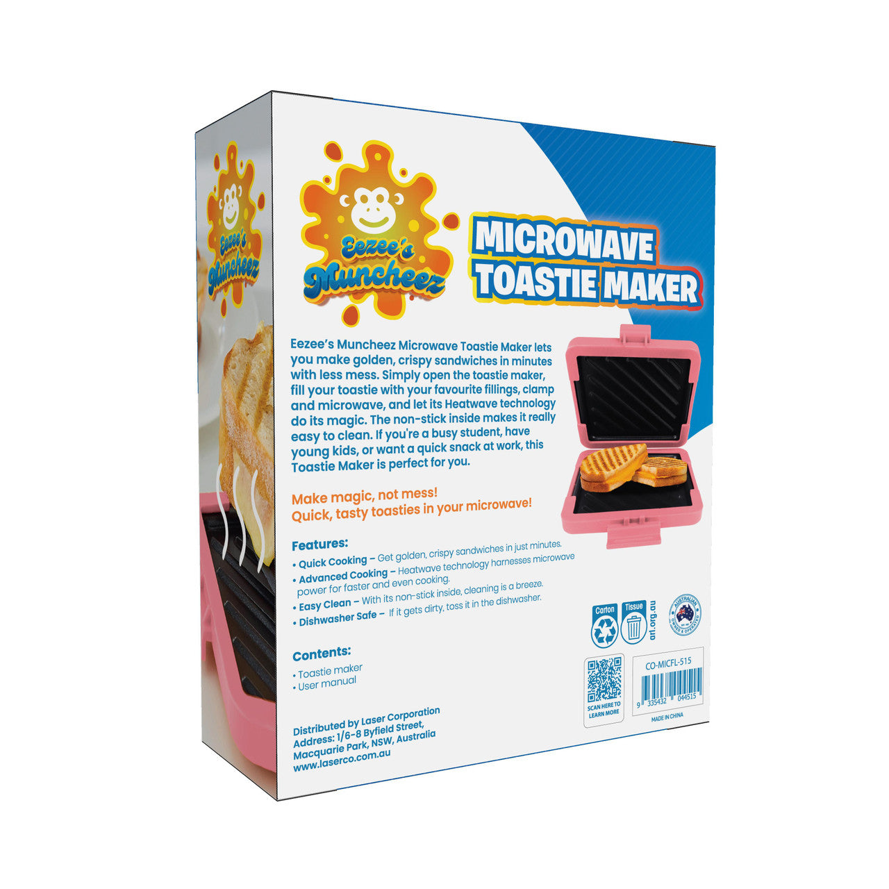 Laser Microwave Toastie Maker Flamingo Pink 12