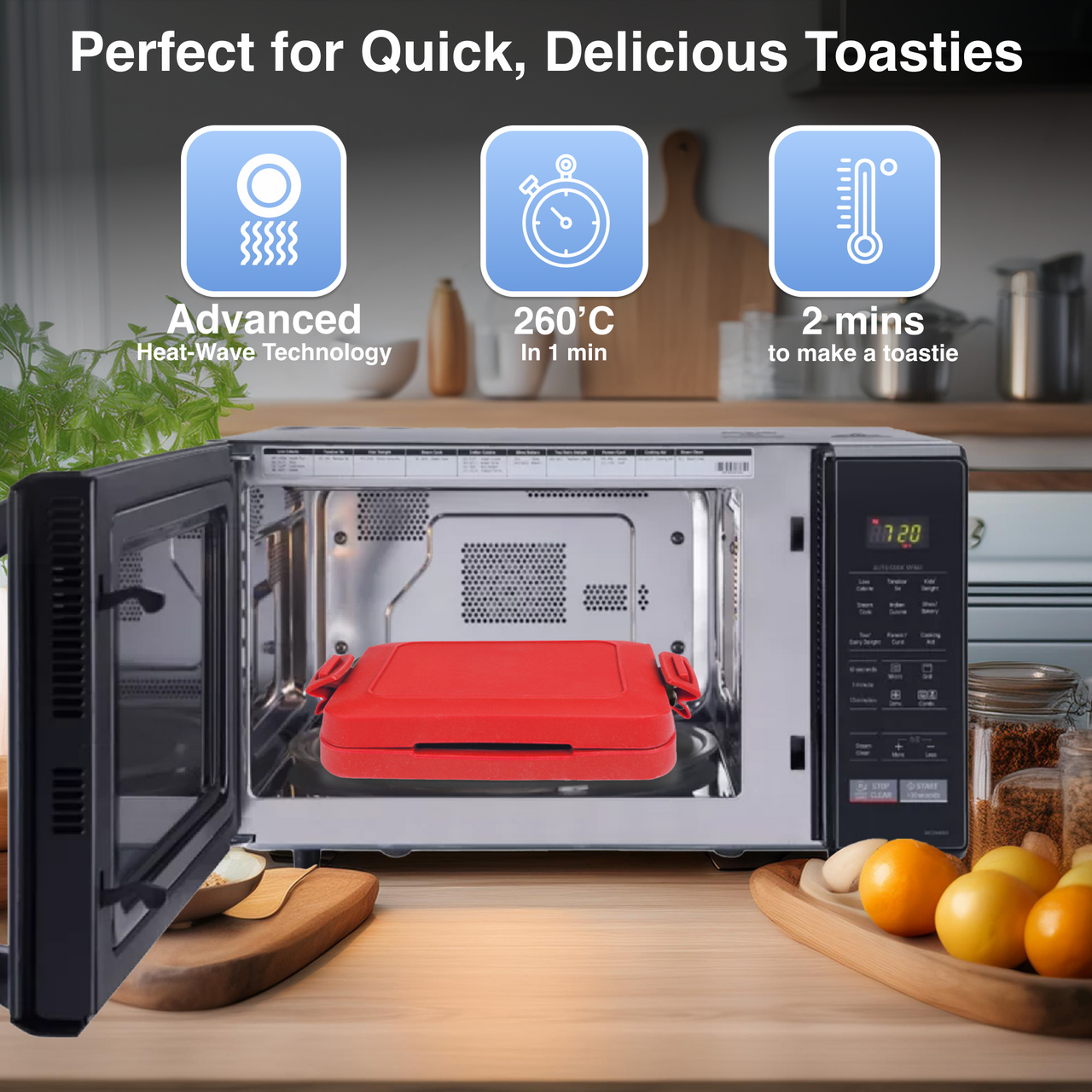 Laser Microwave Toastie Maker with Heatwave Tech Red 6