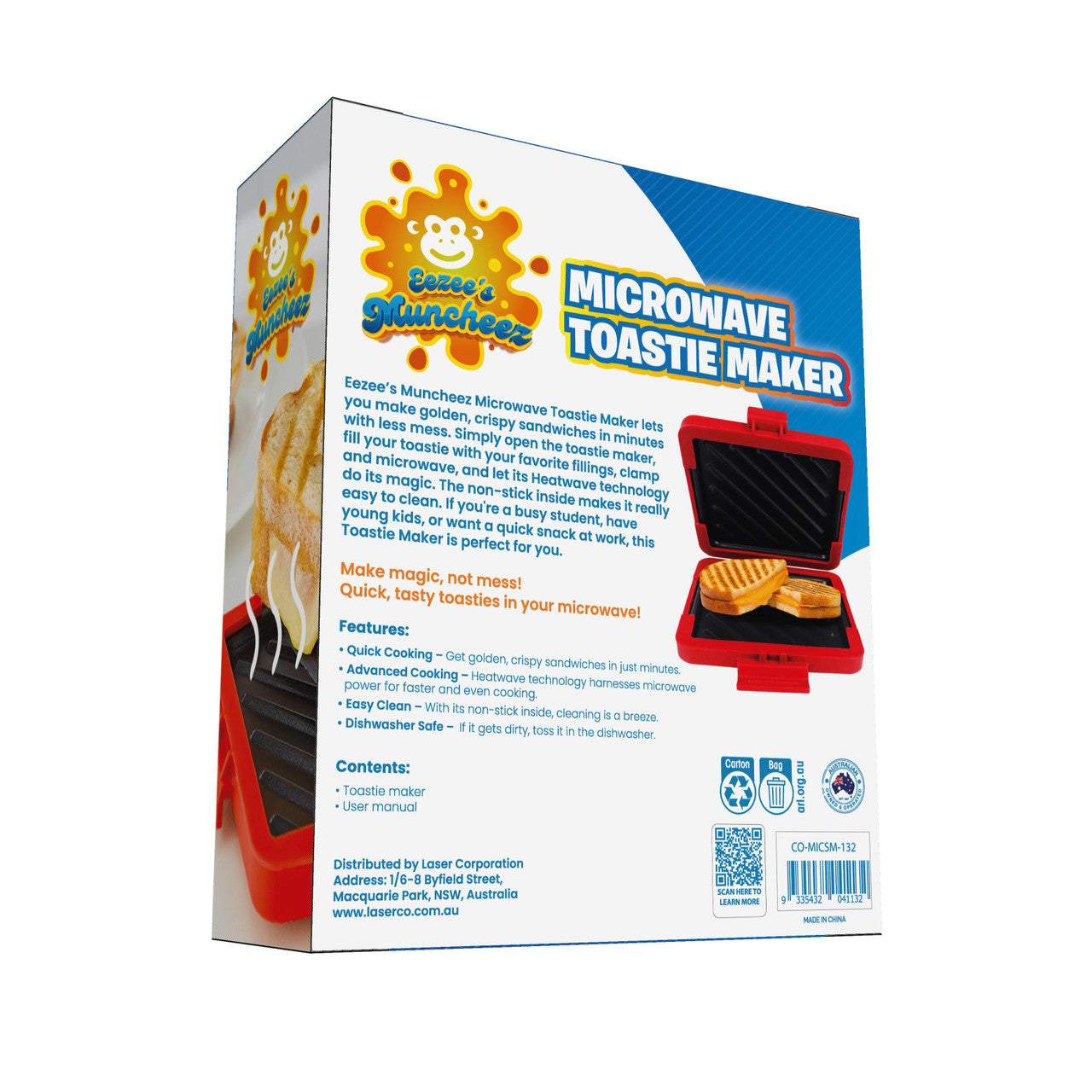 Laser Microwave Toastie Maker with Heatwave Tech Red 10