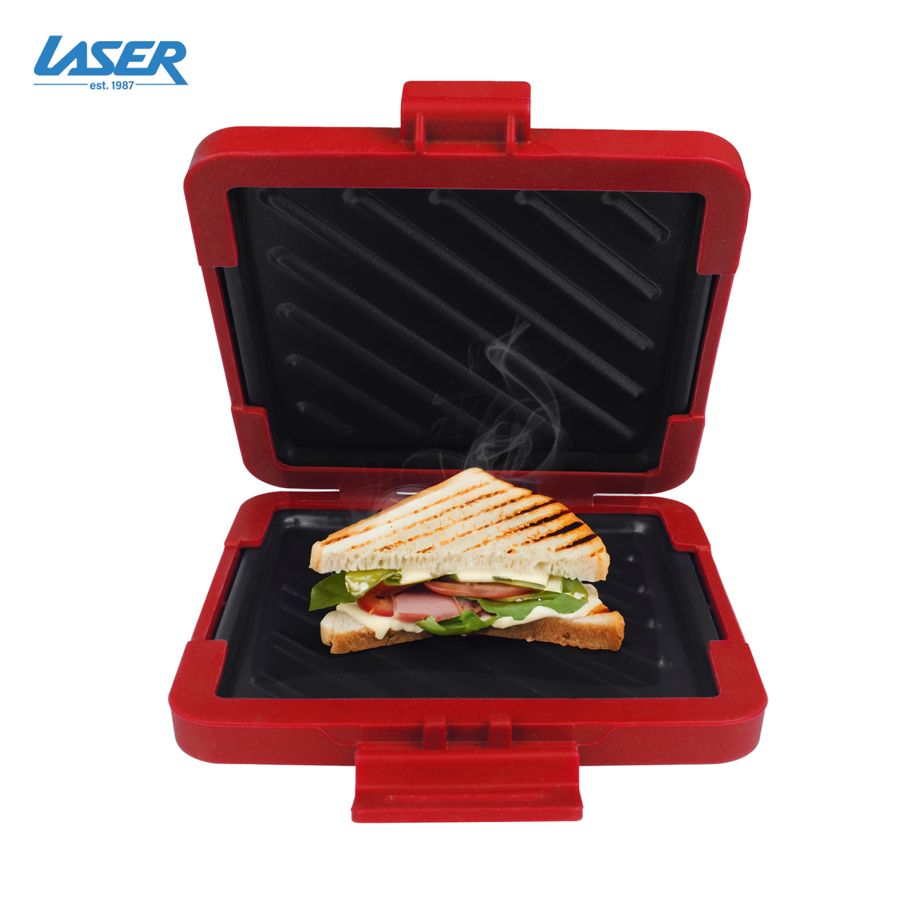 Laser Microwave Toastie Maker with Heatwave Tech Red 15