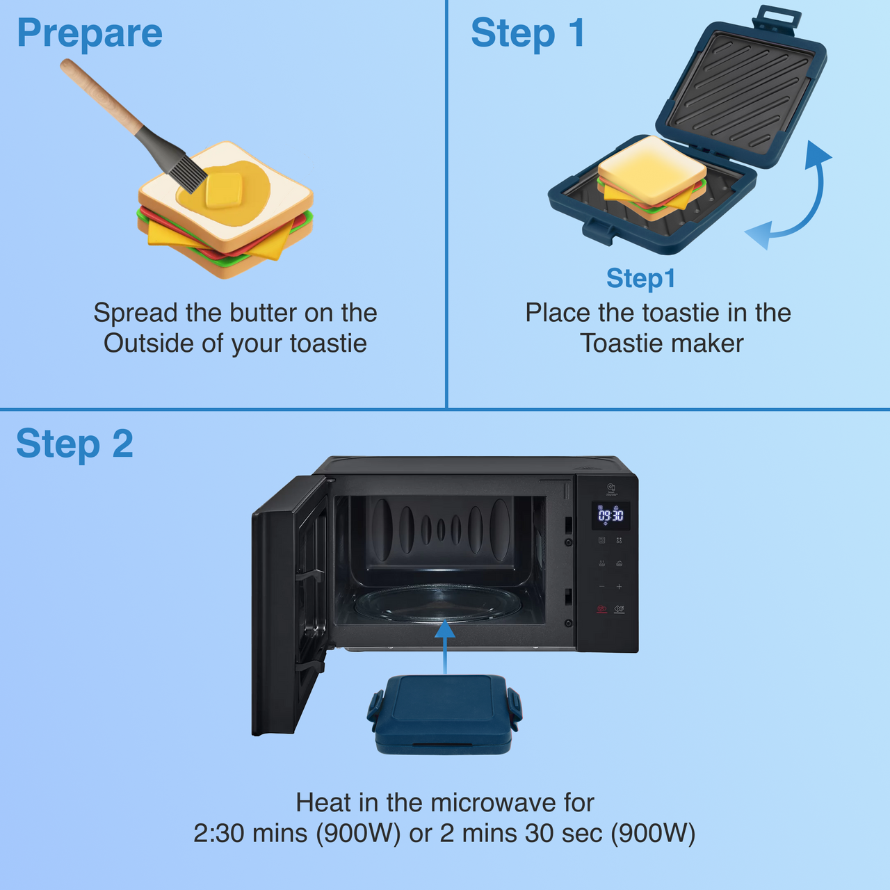 Laser Heatwave Tech Microwave Toastie Maker Blue 8