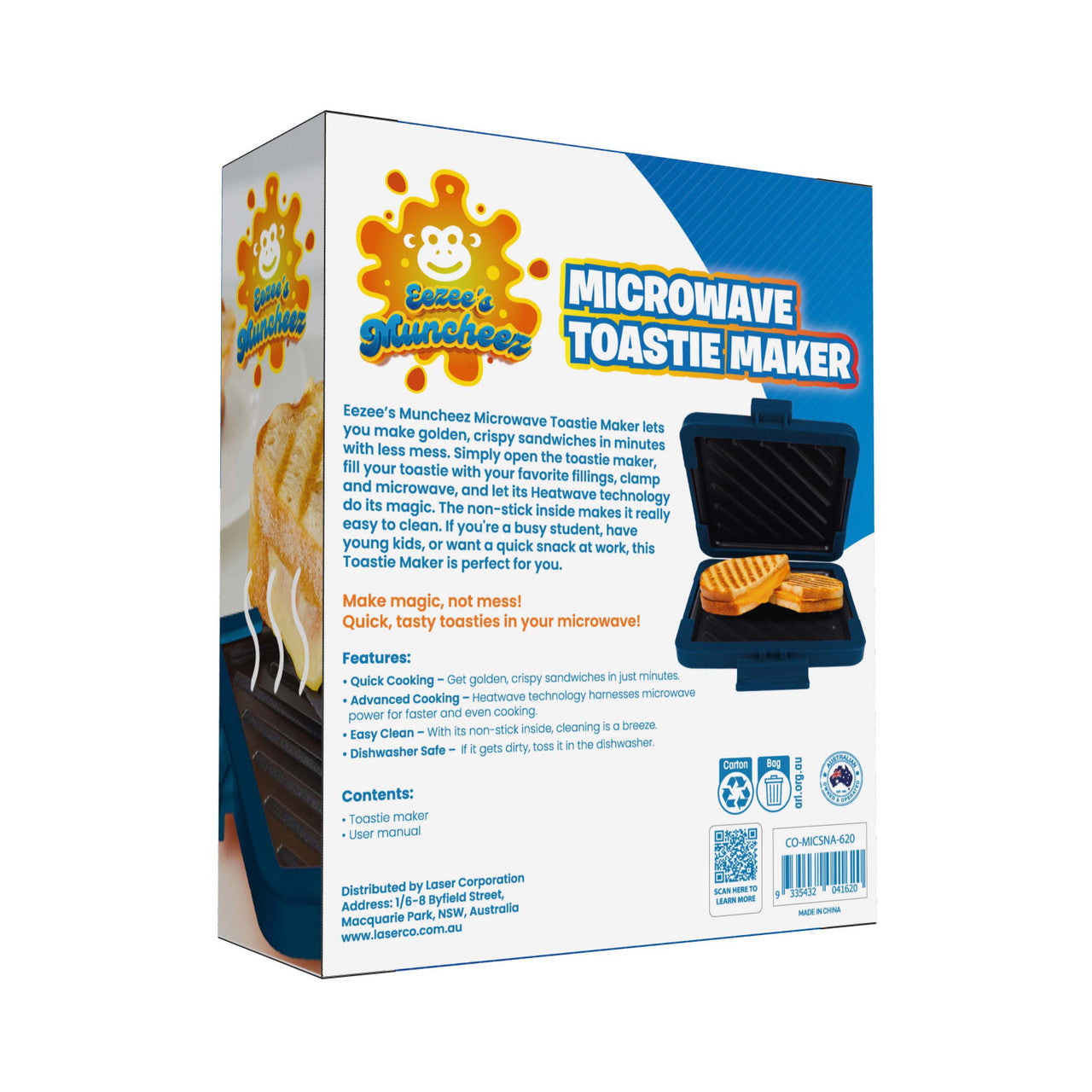 Laser Heatwave Tech Microwave Toastie Maker Blue 11