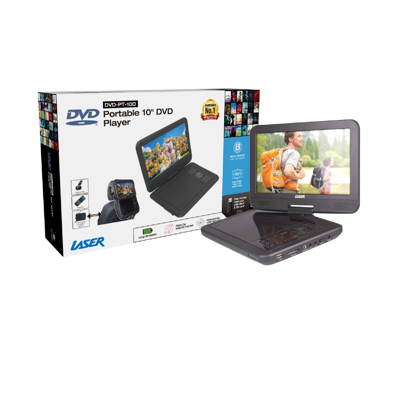 Laser 10” Portable DVD Player with Anti-Skip Technology 9