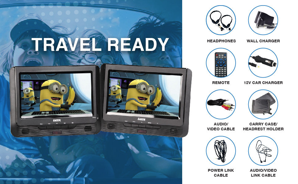Laser 9 Inch Dual Screen DVD Player Black 4