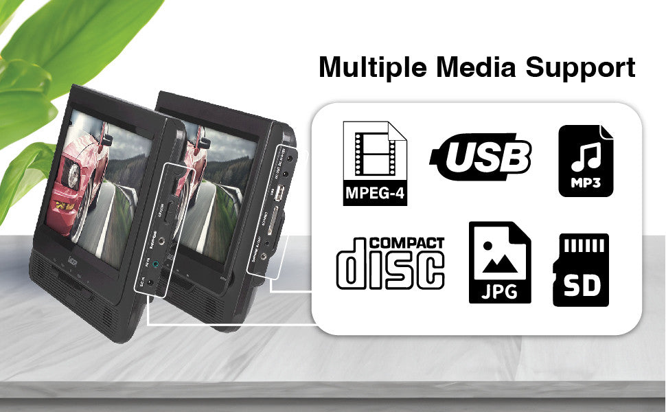 Laser 9 Inch Dual Screen DVD Player Black 5