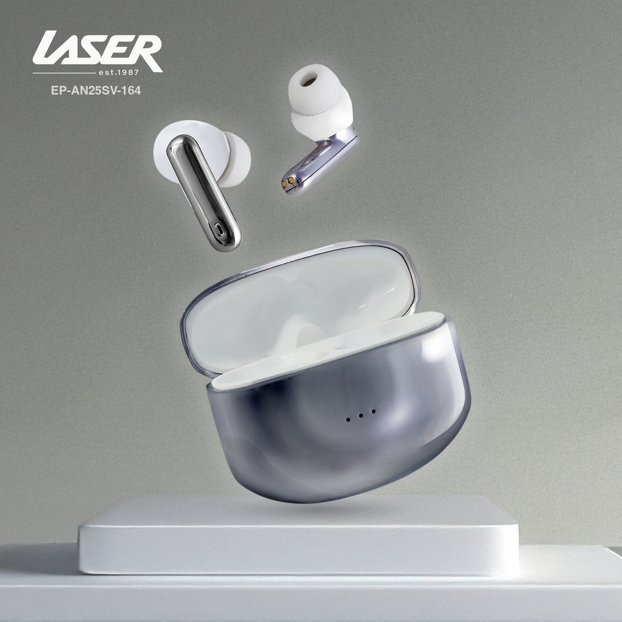 Laser Noise Cancelling TWS Earbuds Silver 9
