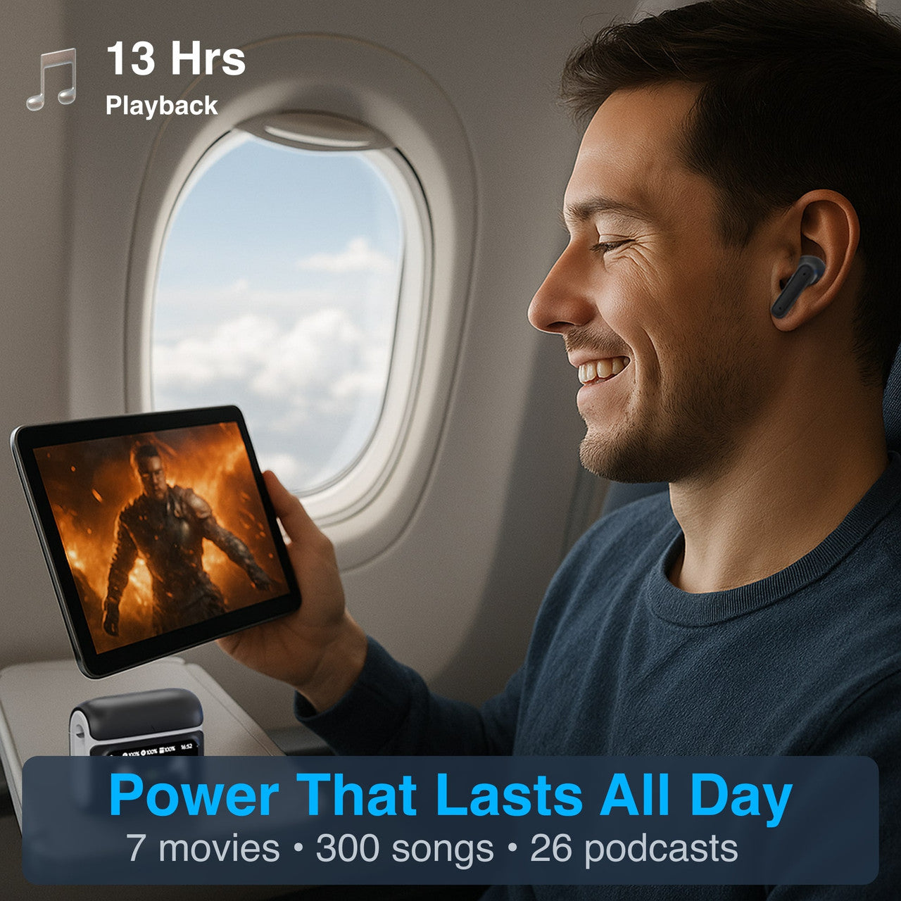 Laser TWS Earbuds ANC with Touch Display Black 3