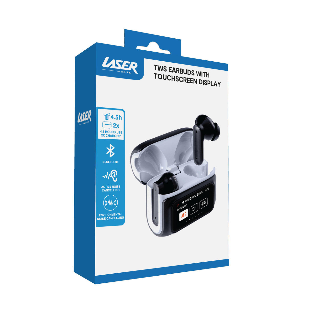 Laser TWS Earbuds ANC with Touch Display Black 8