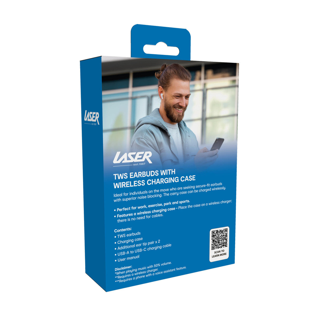 Laser TWS Earbuds with Wireless Charging Case White 4