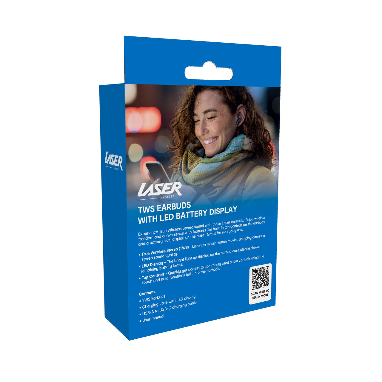 Laser TWS Earbuds with LED Battery Display Black 11