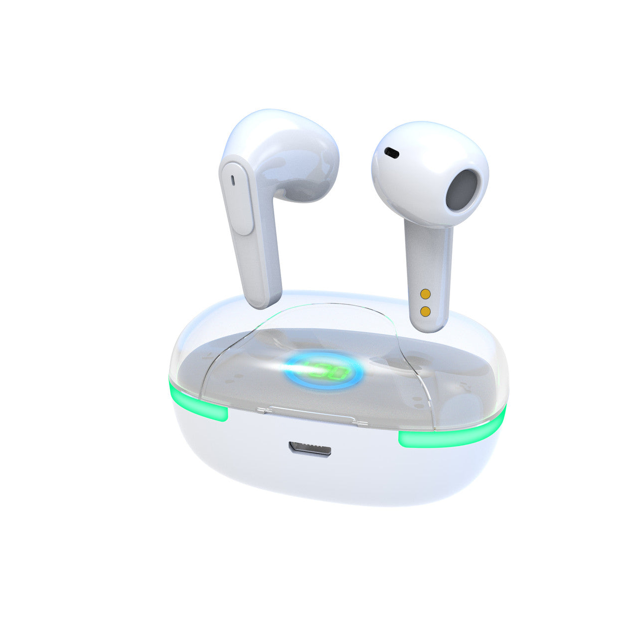 Laser TWS Earbuds with LED Display - White 5