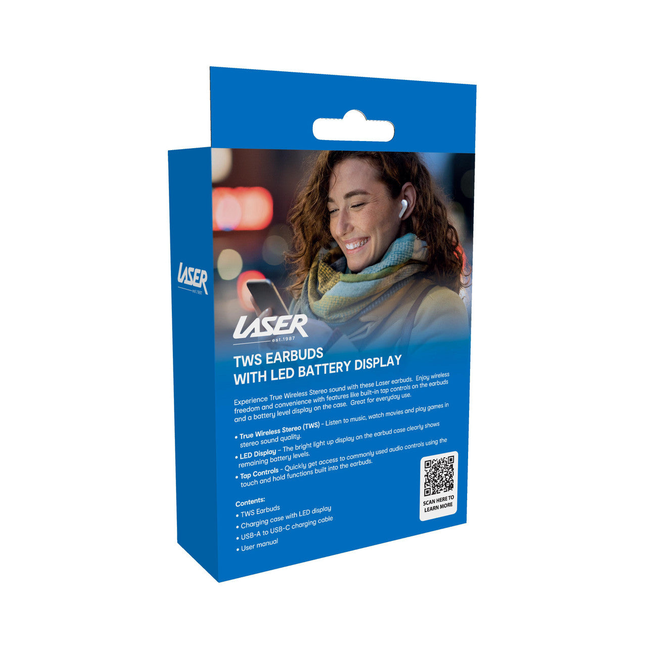 Laser TWS Earbuds with LED Display - White 10