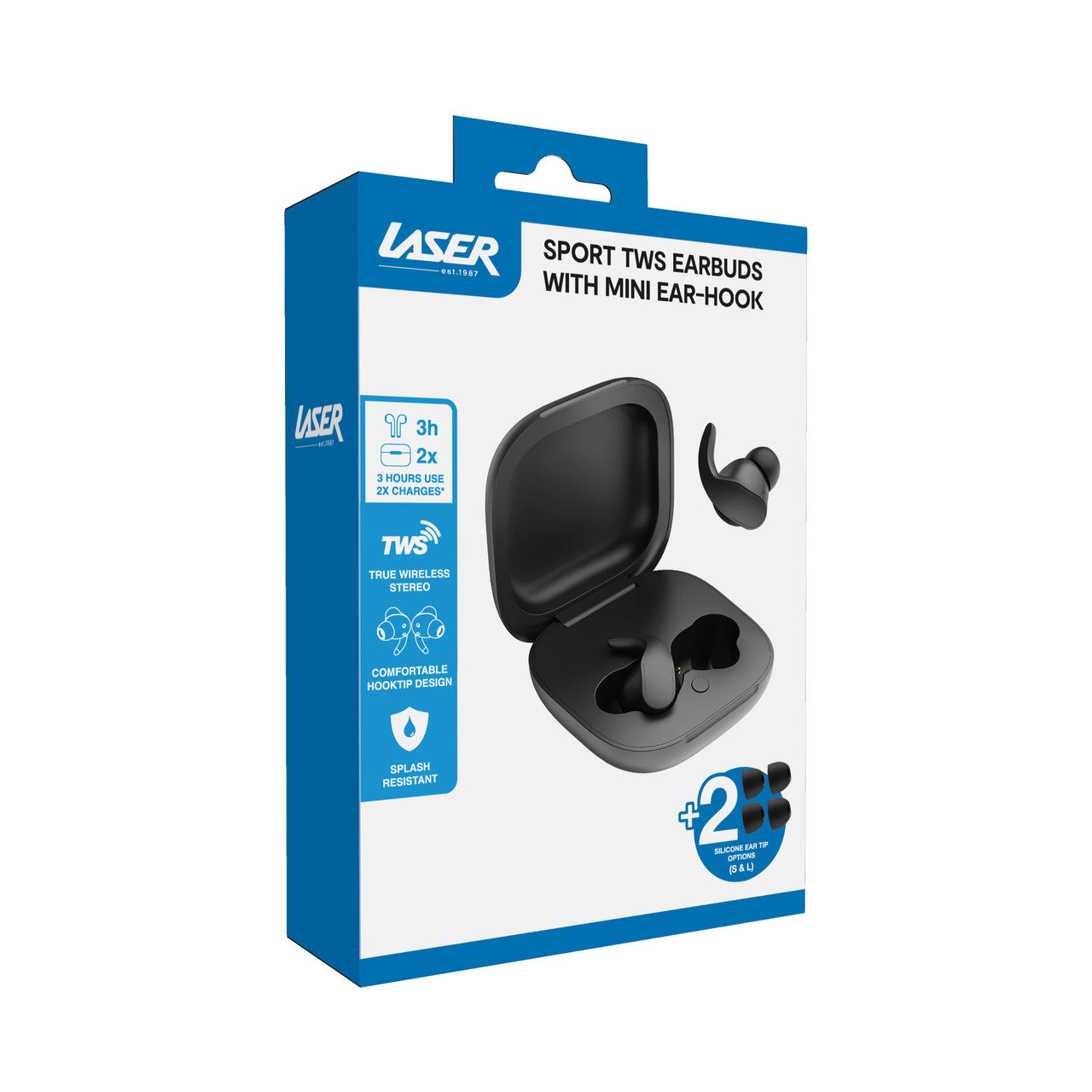 Laser Sport TWS Earbuds with Mini Ear-Hook Black 3