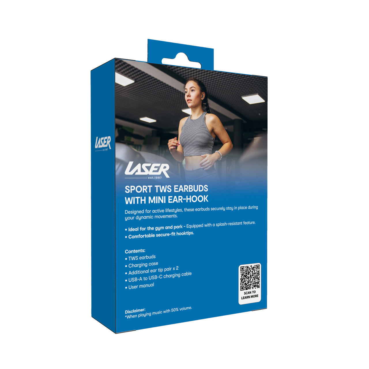 Laser Sport TWS Earbuds with Mini Ear-Hook Black 4