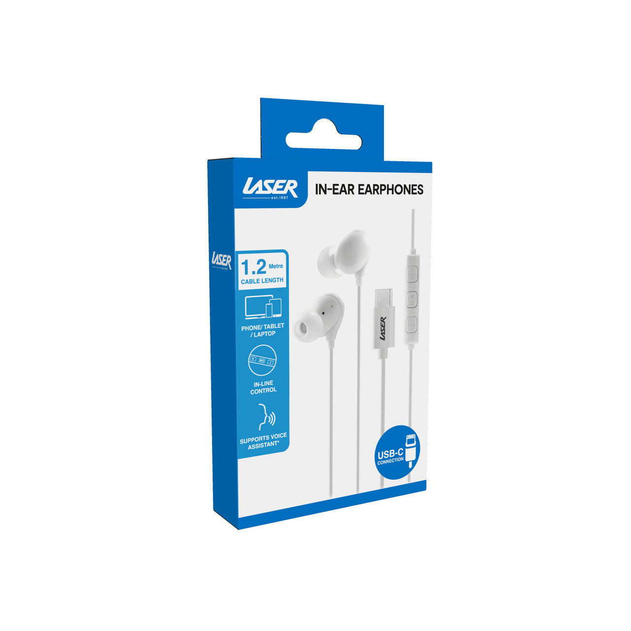 Laser Wired In-Ear Earphones with In-Line Controls White 3
