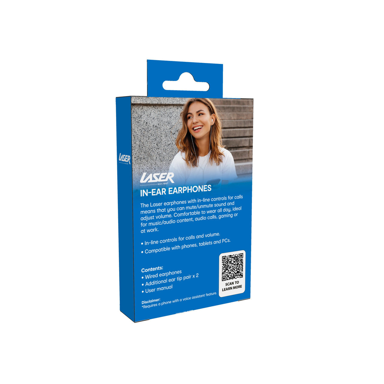 Laser Wired In-Ear Earphones with In-Line Controls White 4