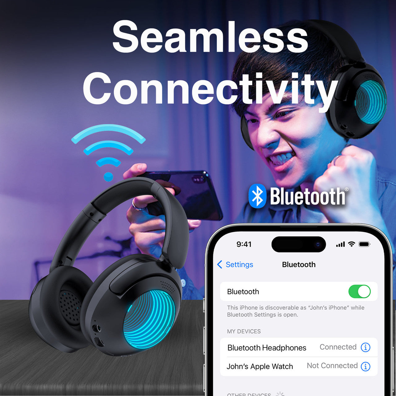 Laser Infinity Light Bluetooth Headphones 4