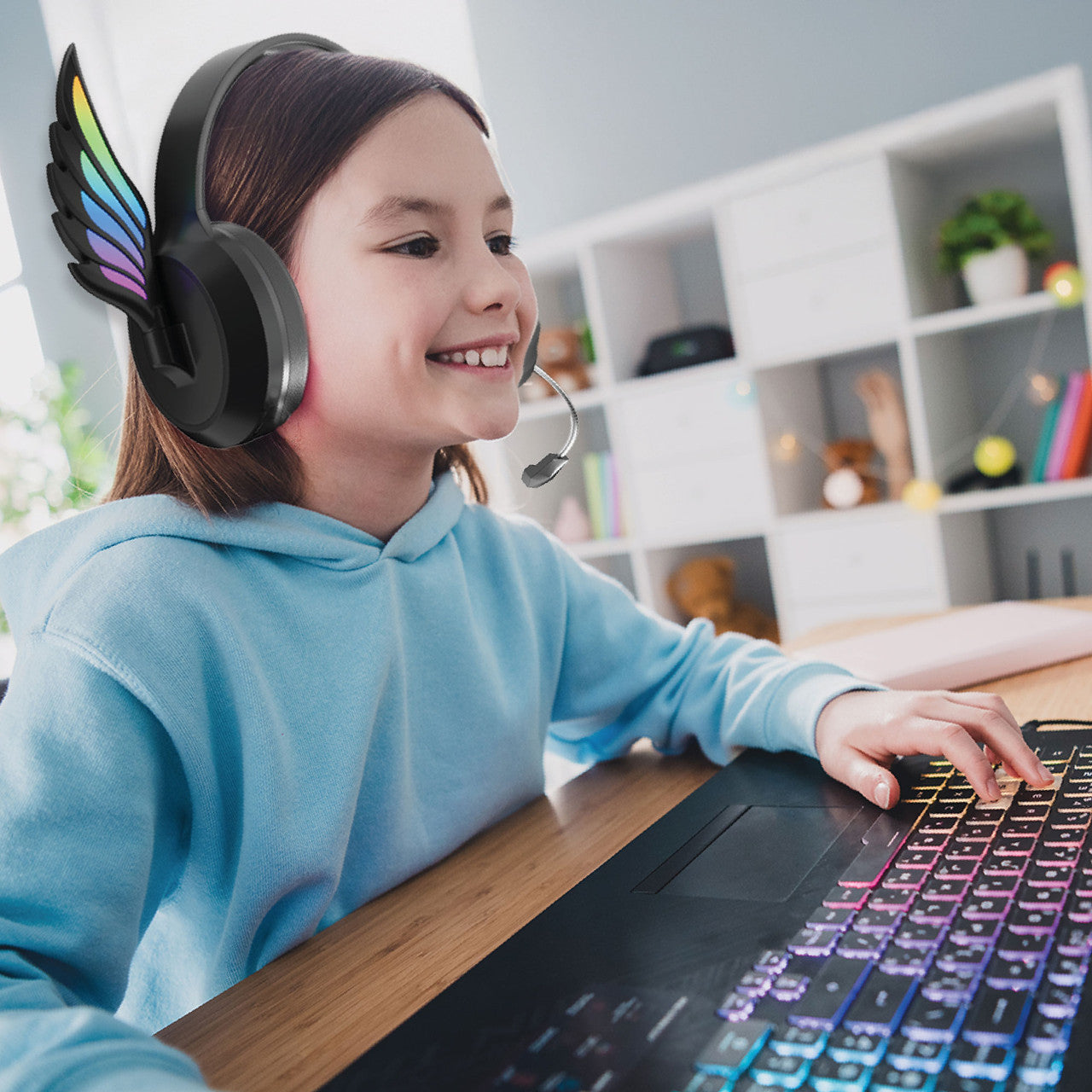 Laser Kids Angel Wings Headphones with Mic Black 7