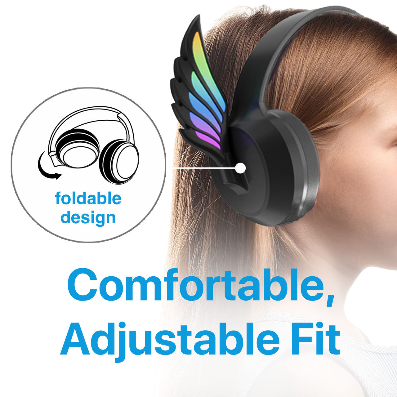 Laser Kids Angel Wings Headphones with Mic Black 8