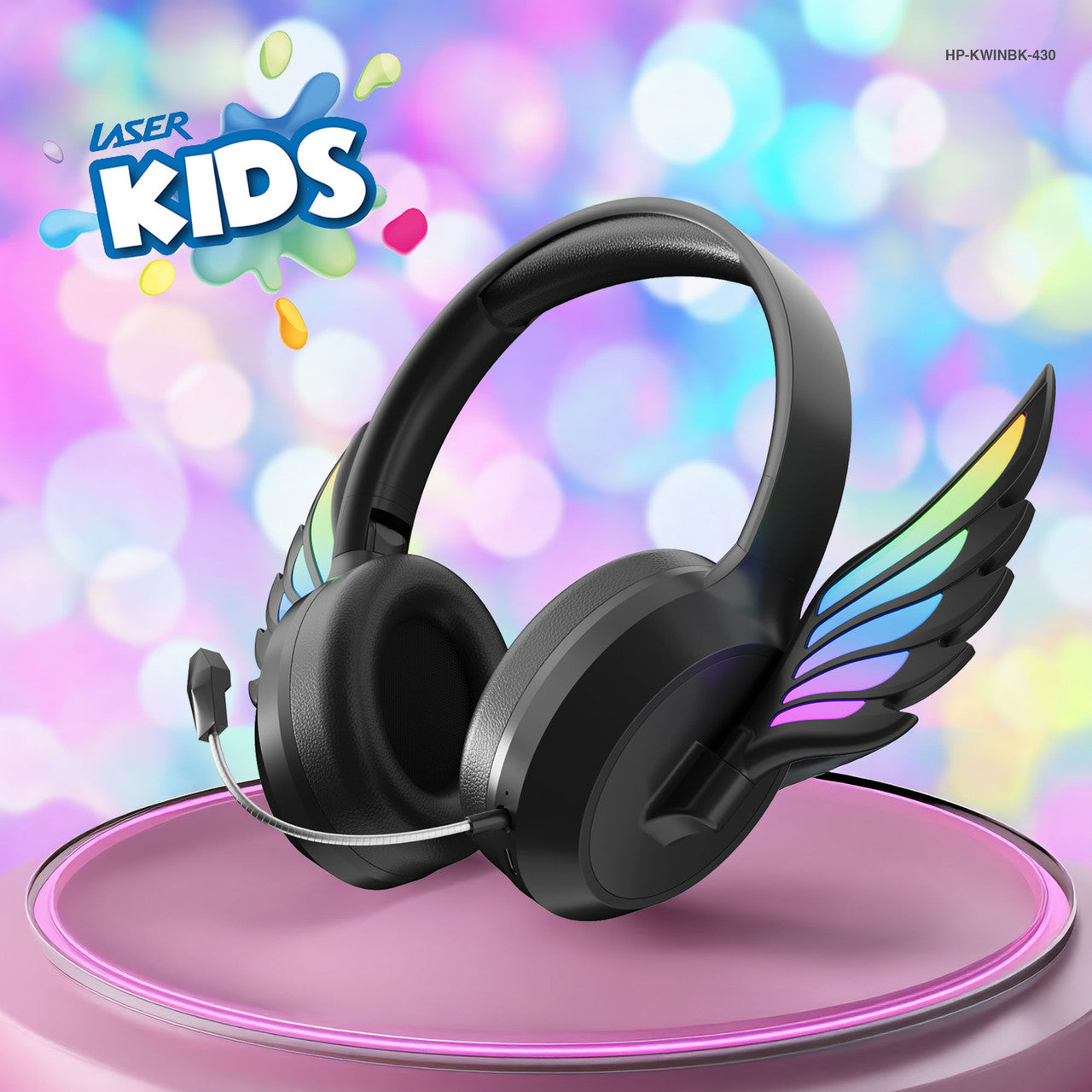 Laser Kids Angel Wings Headphones with Mic Black 9