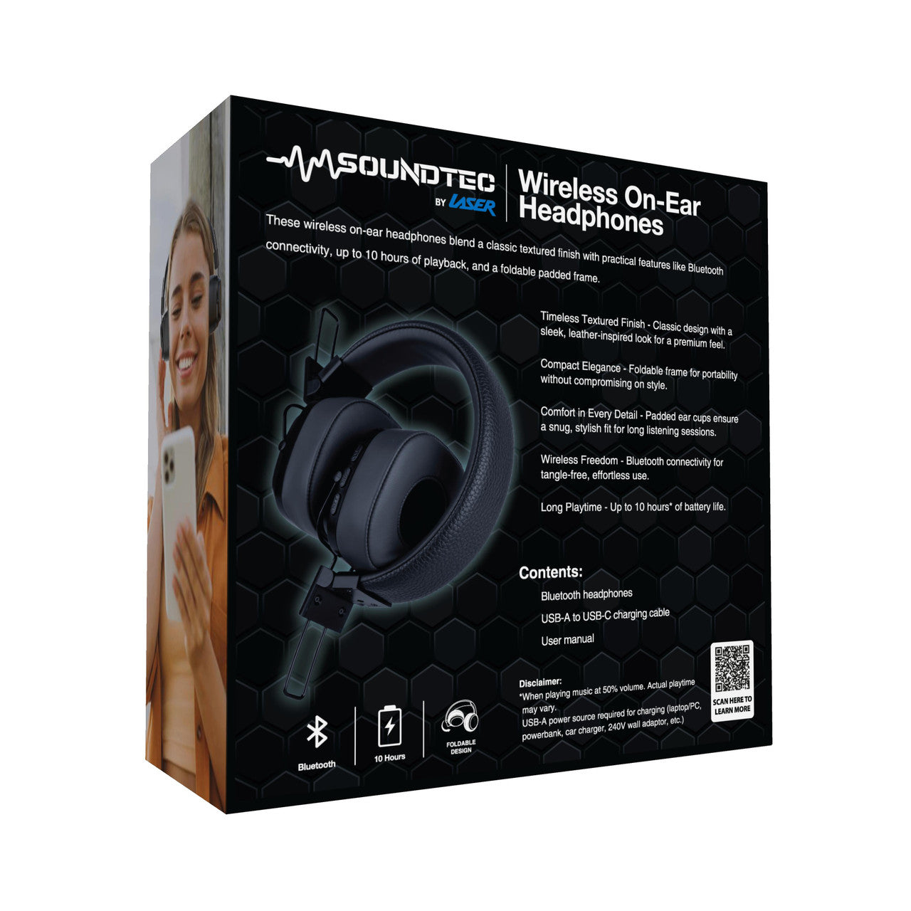 Soundtec by Laser Wireless On-Ear Headphones Black 12