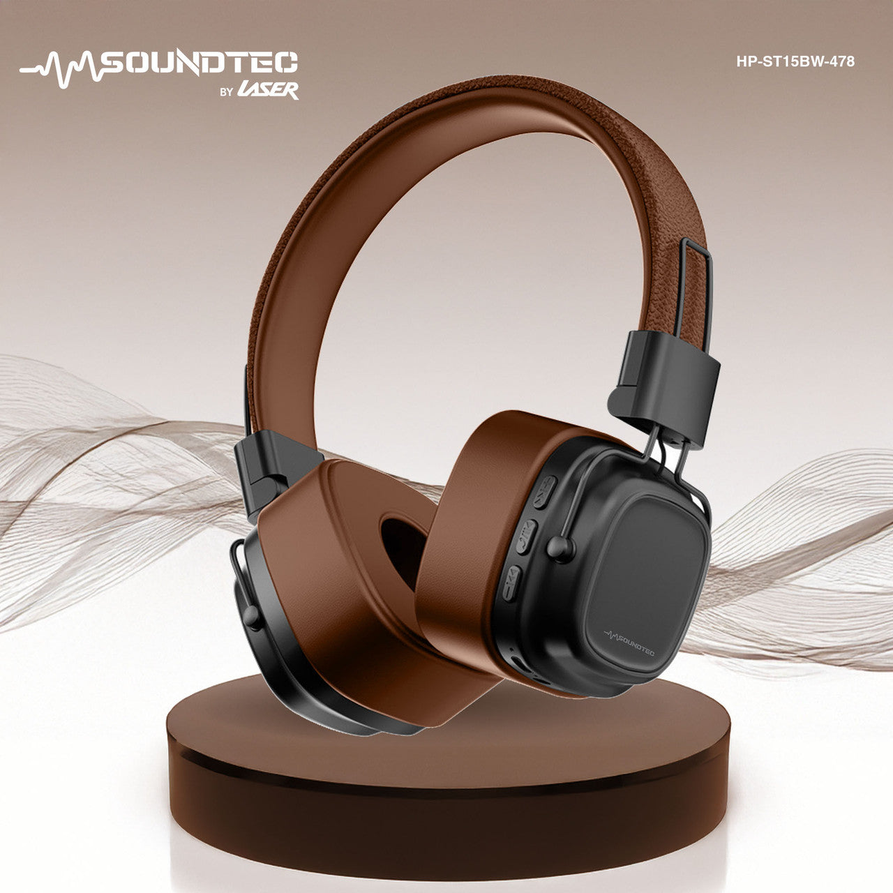 Soundtec Wireless On-Ear Headphones Brown 11