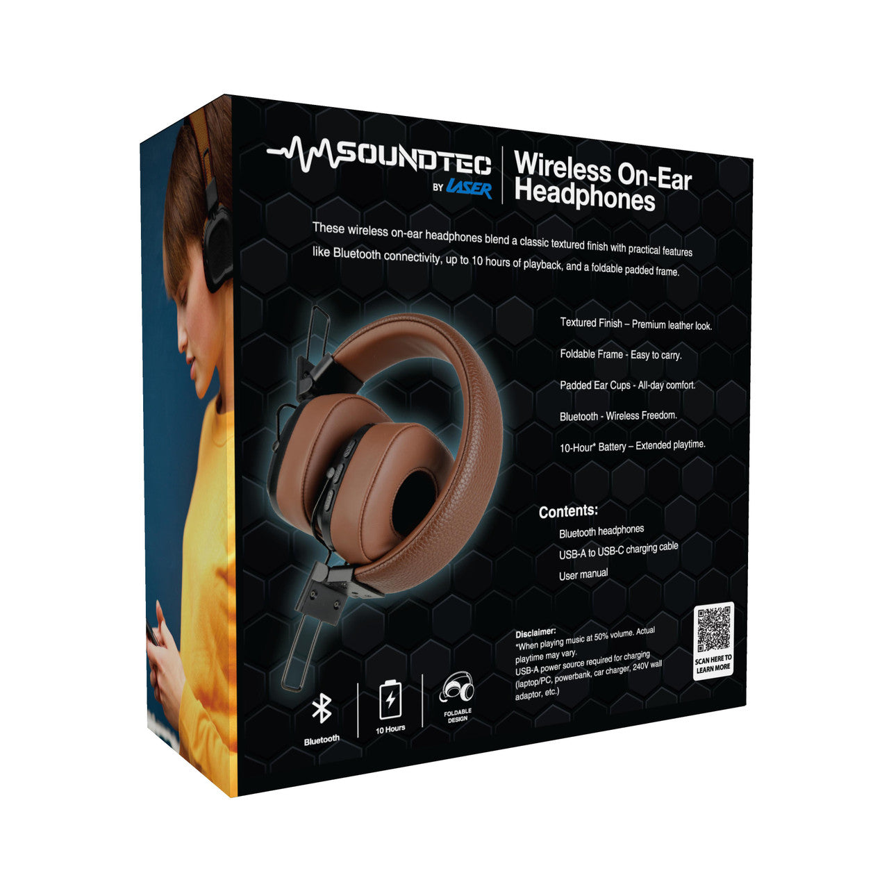 Soundtec Wireless On-Ear Headphones Brown 14