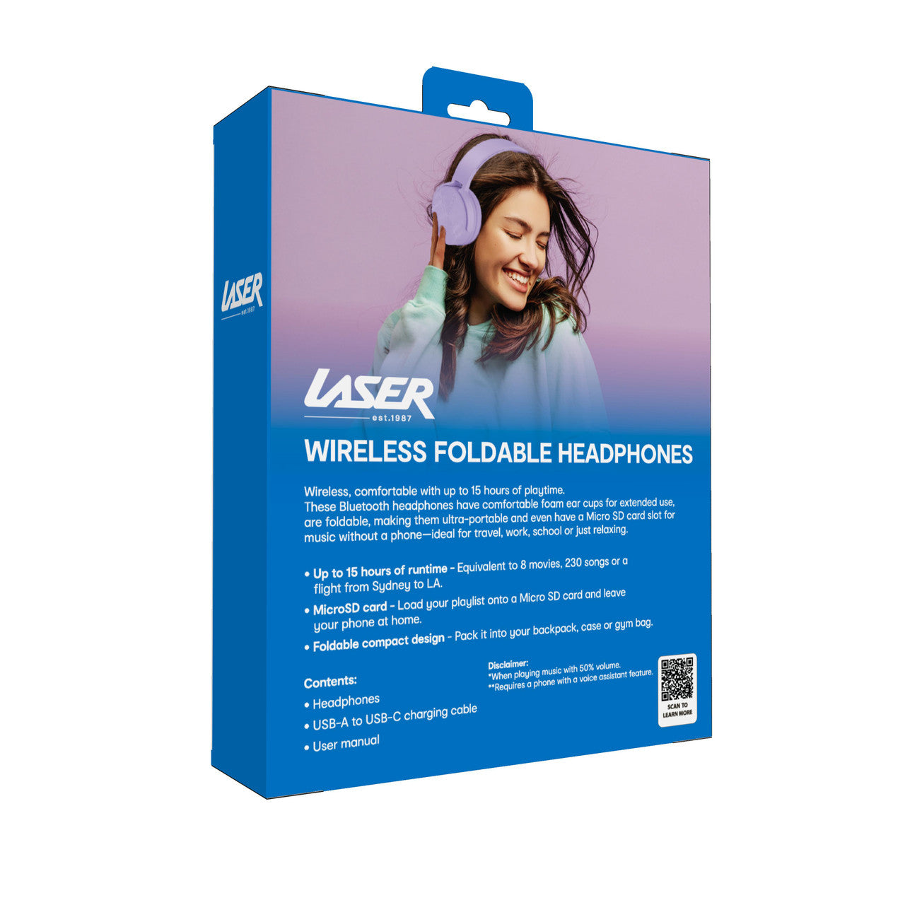 Laser Wireless Foldable Headphones Purple 3