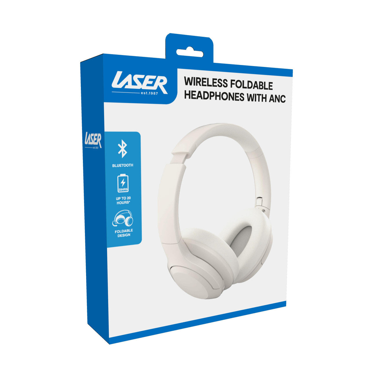 Laser ANC Bluetooth Headphones 20hr Battery - White 7