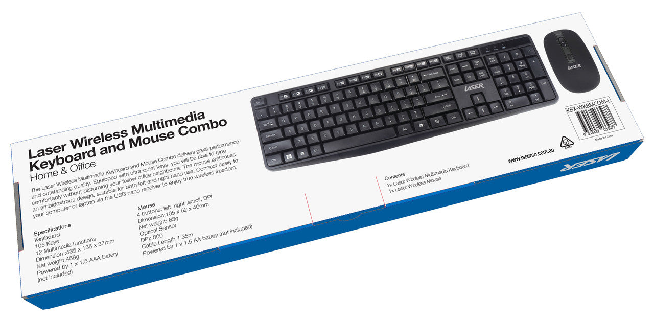 Laser Multimedia Wireless Keyboard and Mouse Combo 4