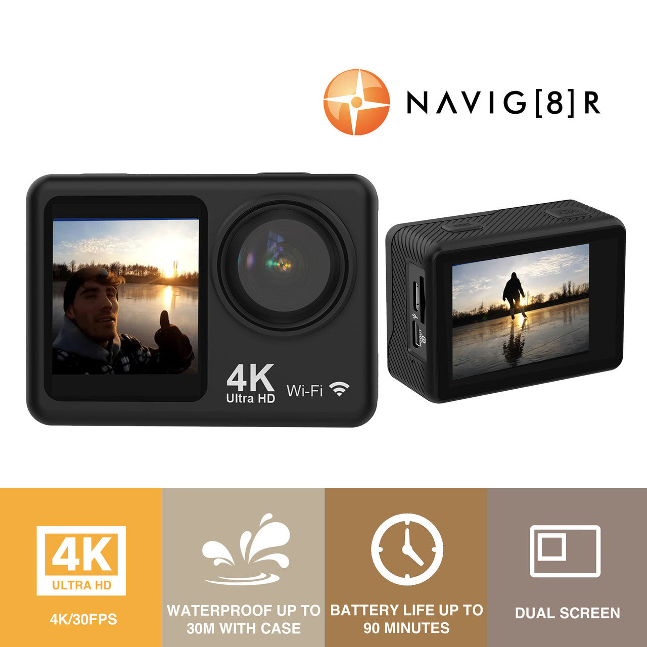 Navig8r Trek 4K Dual Screen Action Camera 7
